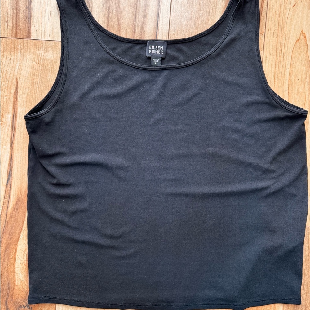 Eileen Fisher Black Fitted Crop Tank Top